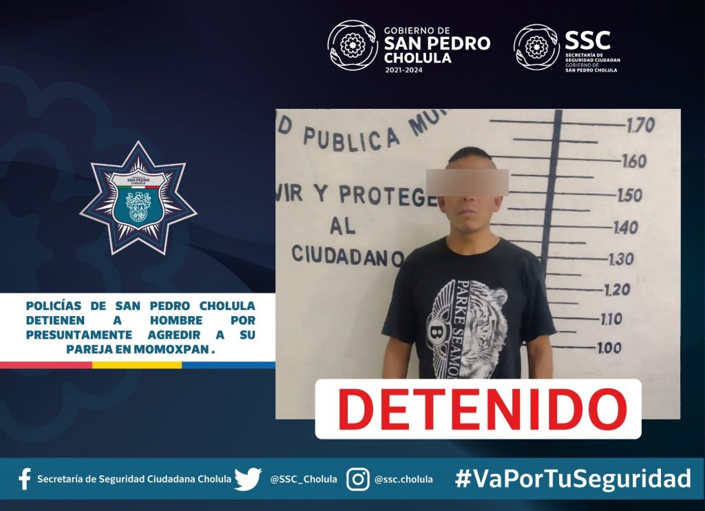 Golpeó a su pareja en San Pedro Cholula