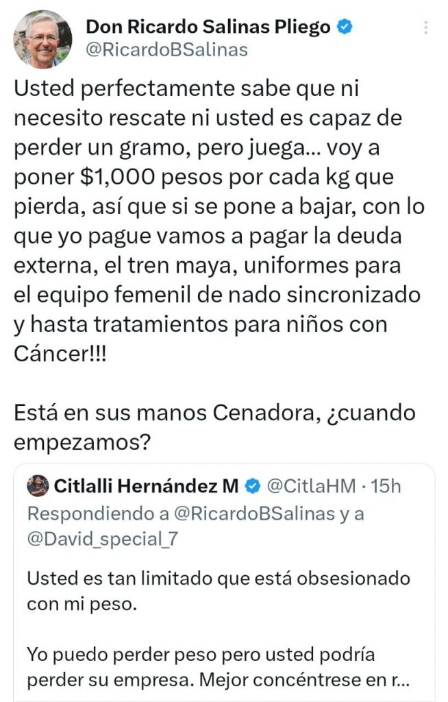 Salinas Pliego y Citlalli Hernández protagonizan pleito ranchero- tuitero