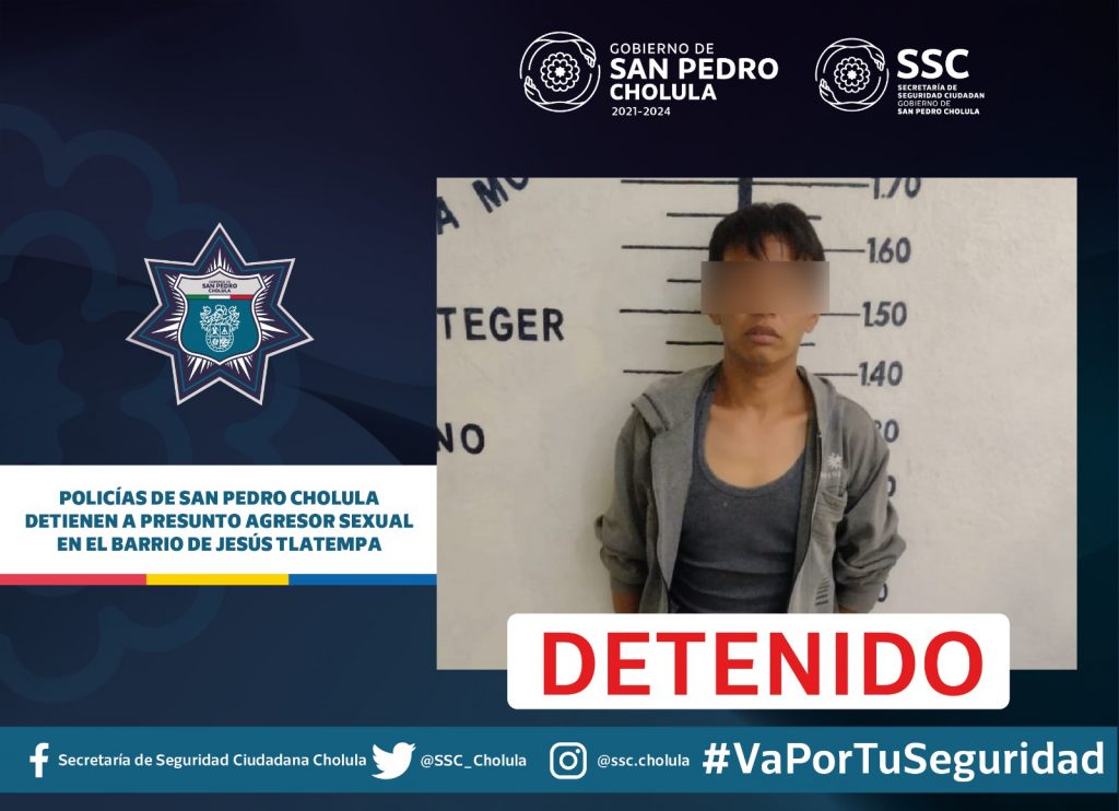 Acusado de agresión sexual en San Pedro Cholula