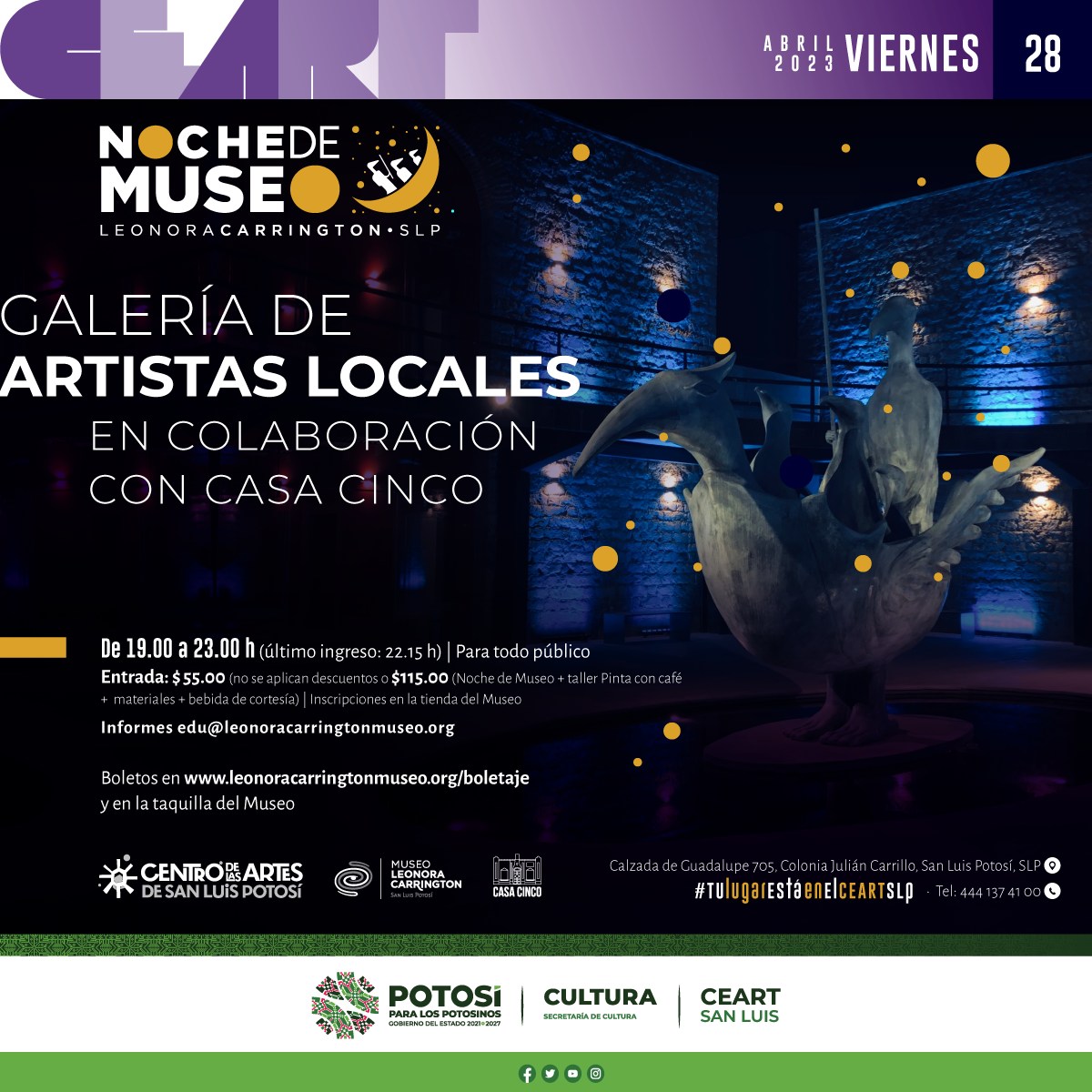 Galería de artistas locales en la noche de museo en el Leonora Carrington