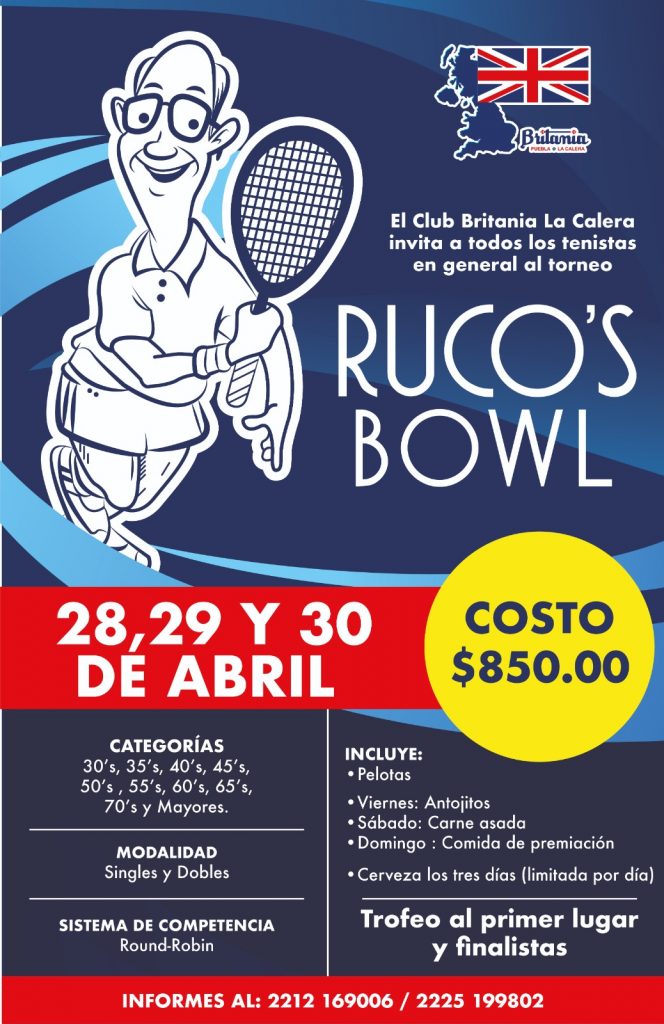 Club Britania La Calera invita al torneo de tenis varonil “Ruco’s bowl”