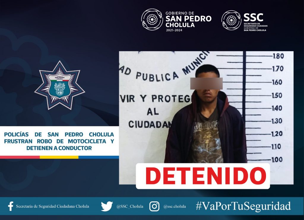 Impiden robo de motocicleta en San Pedro Cholula