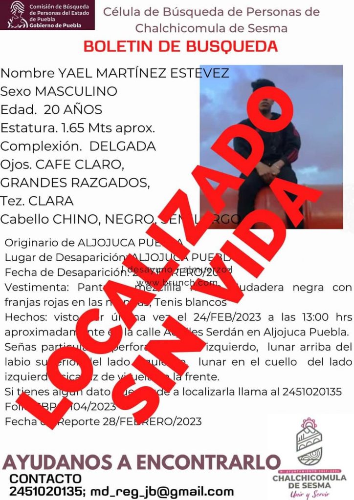 Identifican como Yael a la persona encontrada a un costado de carretera a Aljojuca