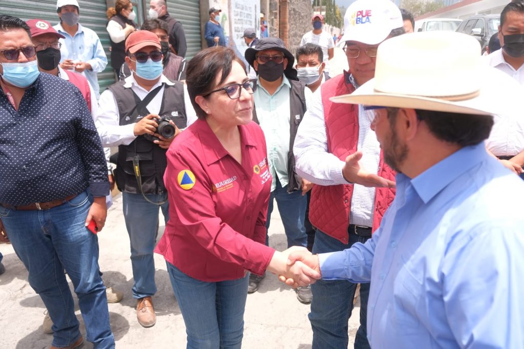 Autoridades estatales, federales y municipales revisan las rutas de evacuación del Popo en Sn Nicolás de los Ranchos