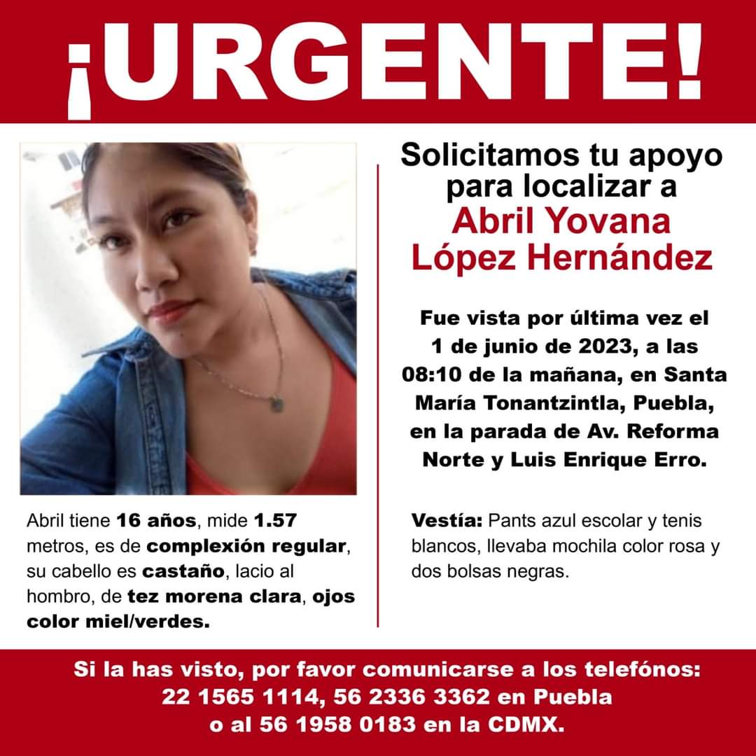 Se busca a Abril Yovana López Hernández, una desaparecida más