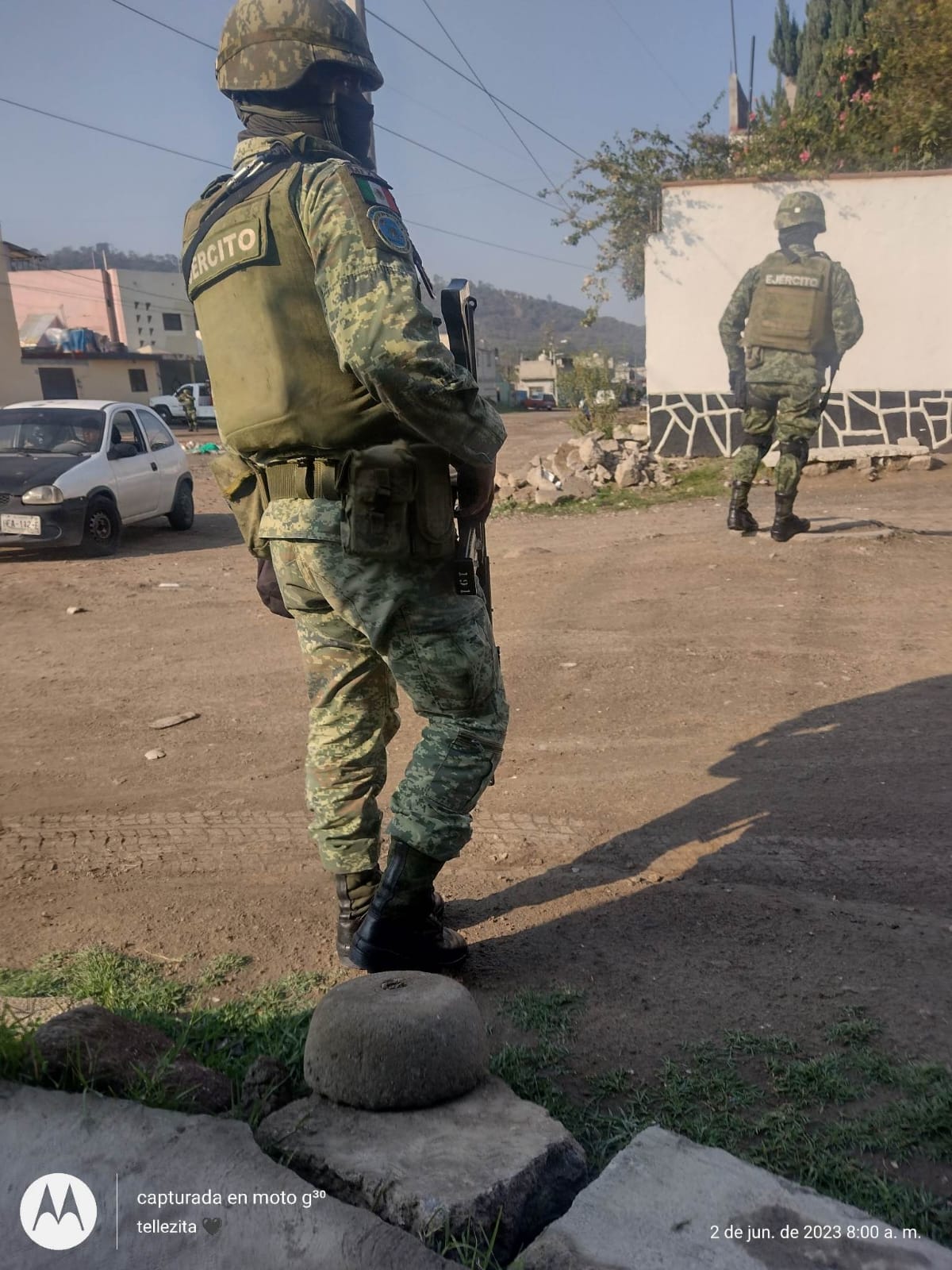 Fotonota: Fuerte presencia de Sedena y Guardia Nacional en inspectoría Casa Blanca, Amozoc