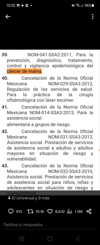 Denuncian desaparición de Normas Oficiales Mexicanas que benefician a pacientes de cáncer