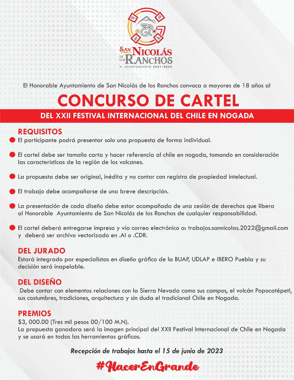 ¡Participa en el concurso de cartel de chile en nogada de San Nicolás de los Ranchos!