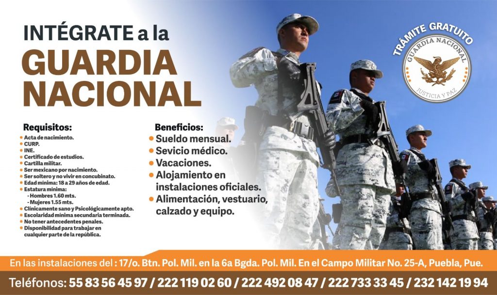 Desde Atlixco: Convocan a inscribirse a la Guardia Nacional
