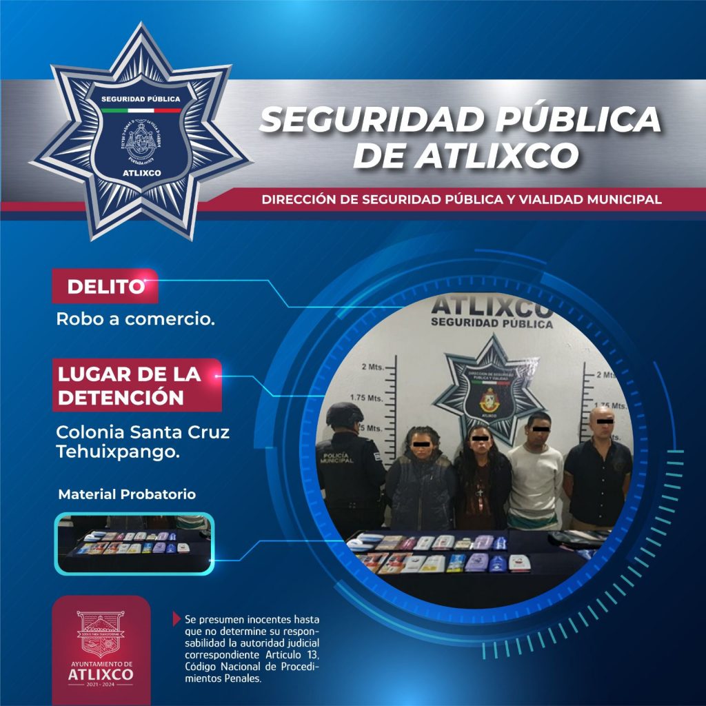Detenidos en Atlixco por robo y narcomenudeo