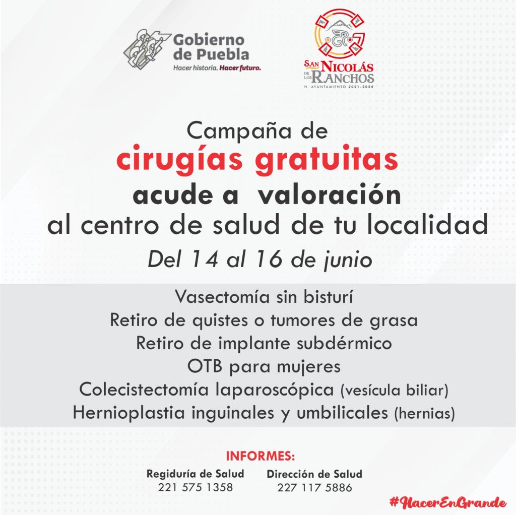 Anuncian cirugías gratuitas en San Nicolás de los Ranchos