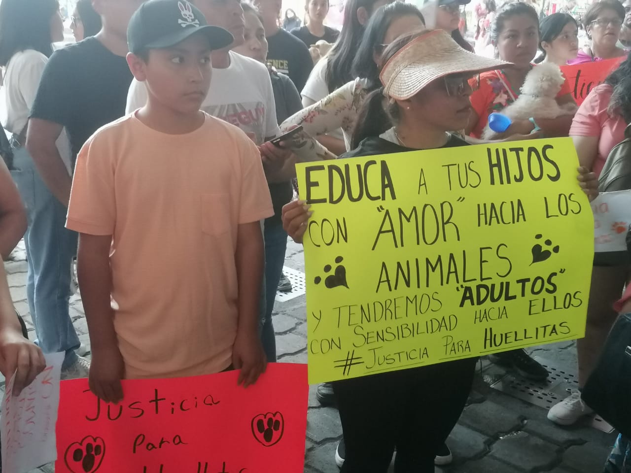 Alumnos y padres de familia de CBTis 86 Huauchinango protestan por el homicidio de un cachorro