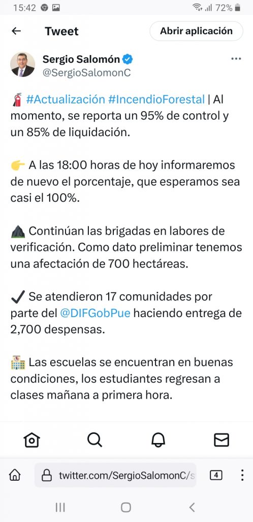 17 viviendas dañadas, saldo del incendio en Zacatlán: Sergio Salomón Céspedes