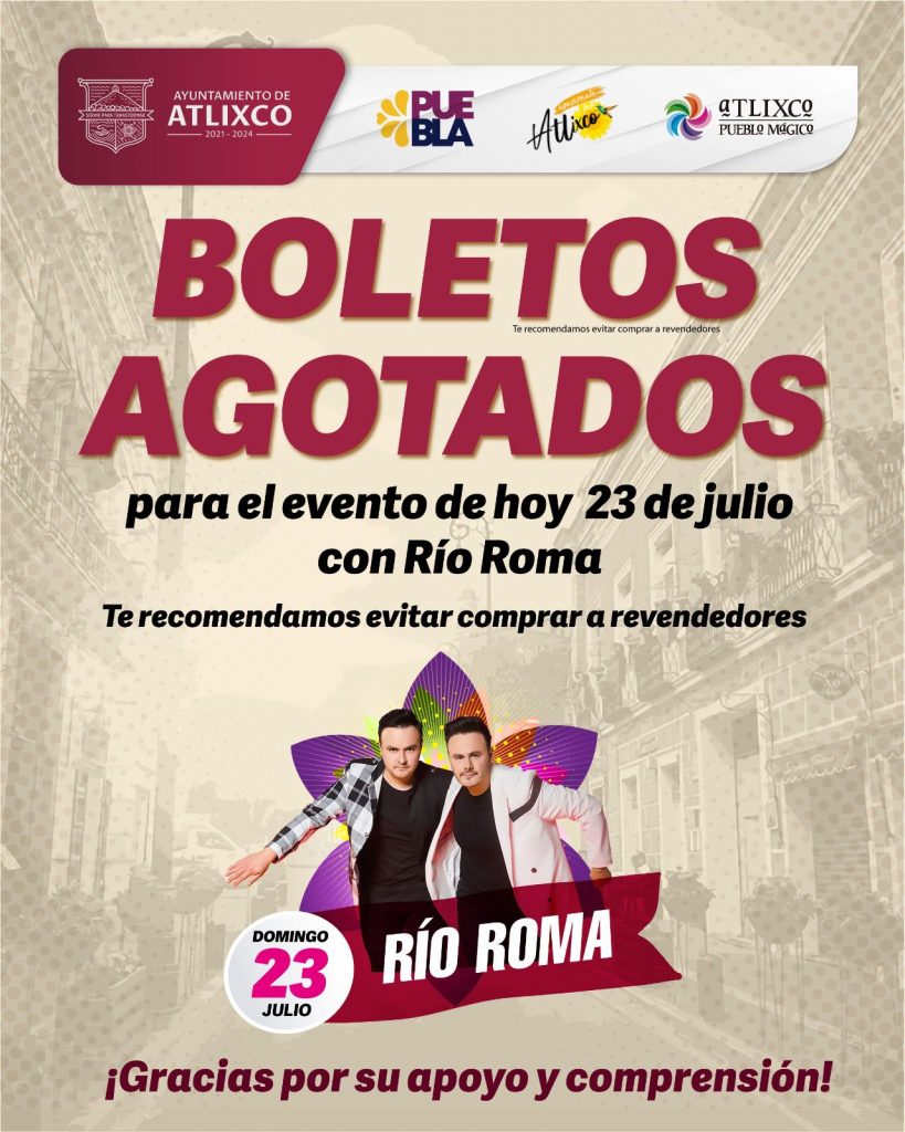 Desde Atlixco: Agotados boletos para Río Roma en la Feria 2023