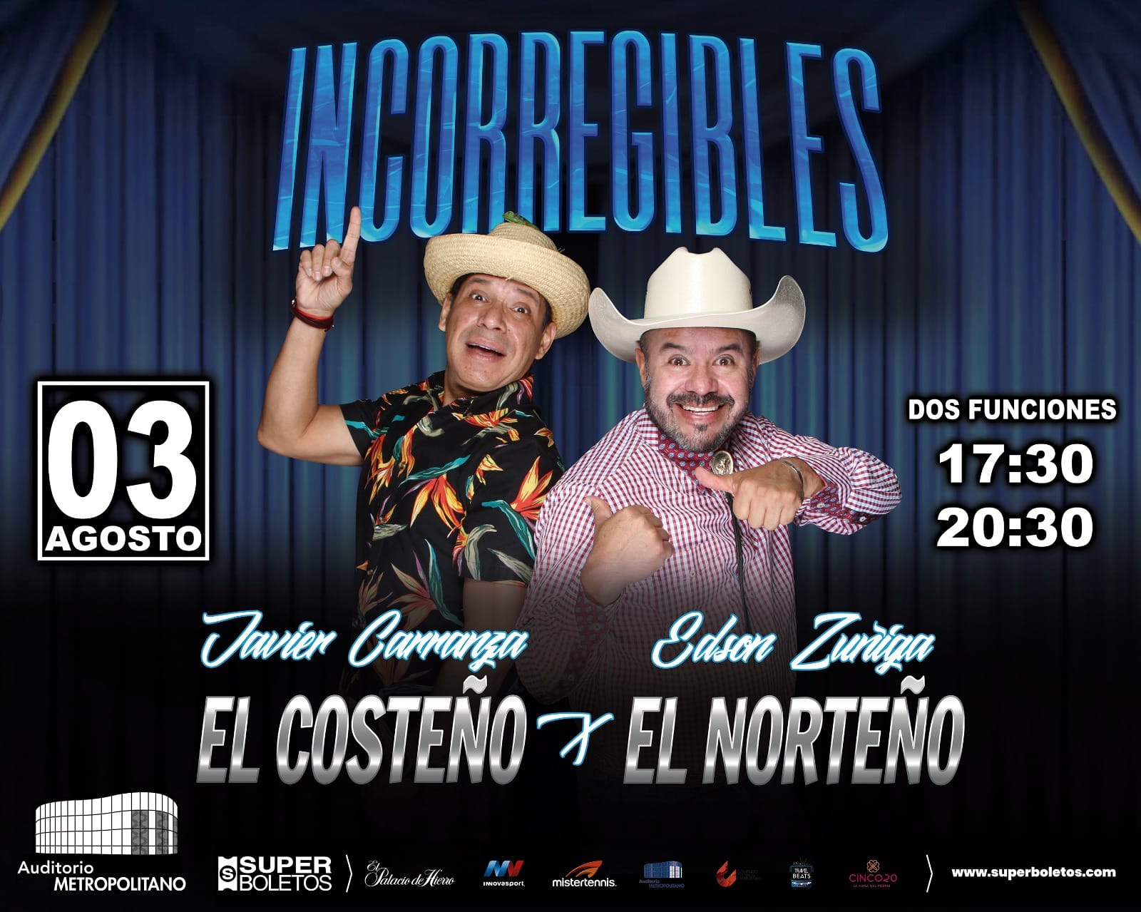 Llega a Puebla el divertidísimo espectáculo “Incorregibles: El Costeño y El Norteño”