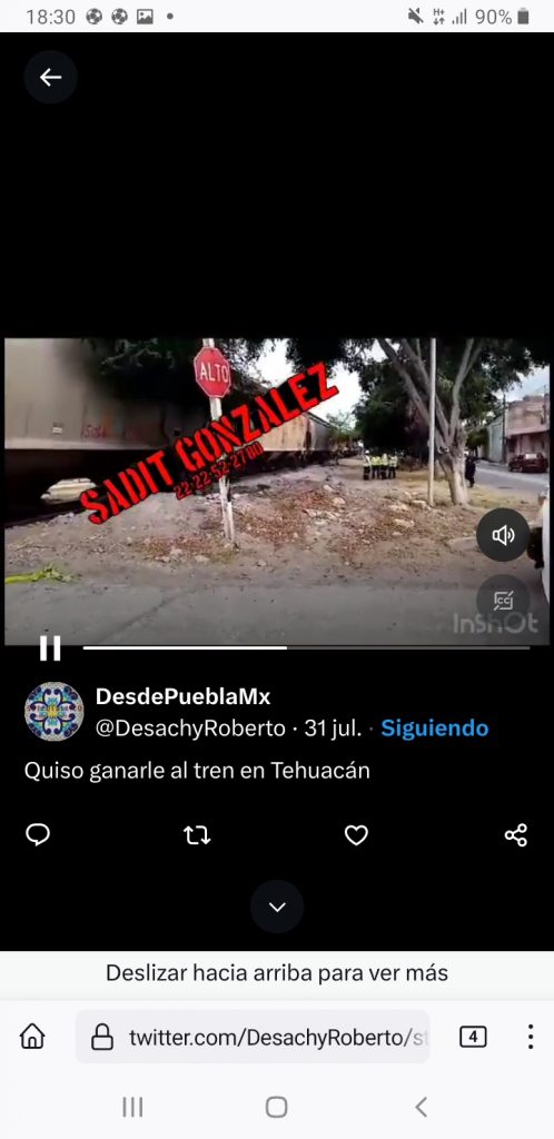 Intentó ganarle al tren y terminó con fracturas en Tehuacán