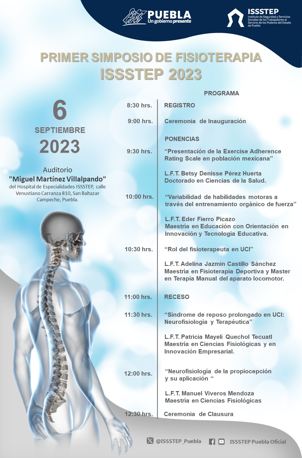 Invita ISSSTEP a “Primer simposio de Fisioterapia 2023”