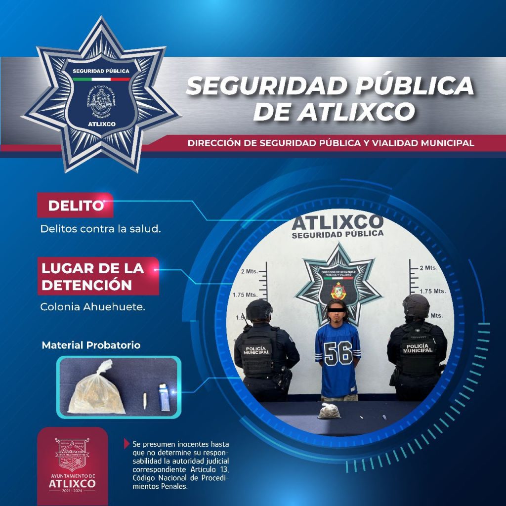 Por diferentes delitos, detienen a 3 en Atlixco