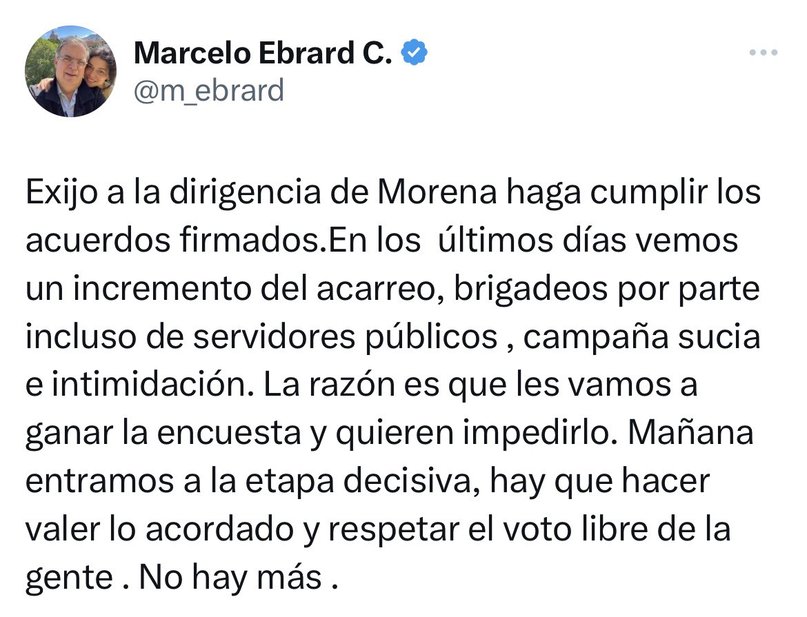 Marcelo Ebrard denuncia acarreo e intimidación en Morena