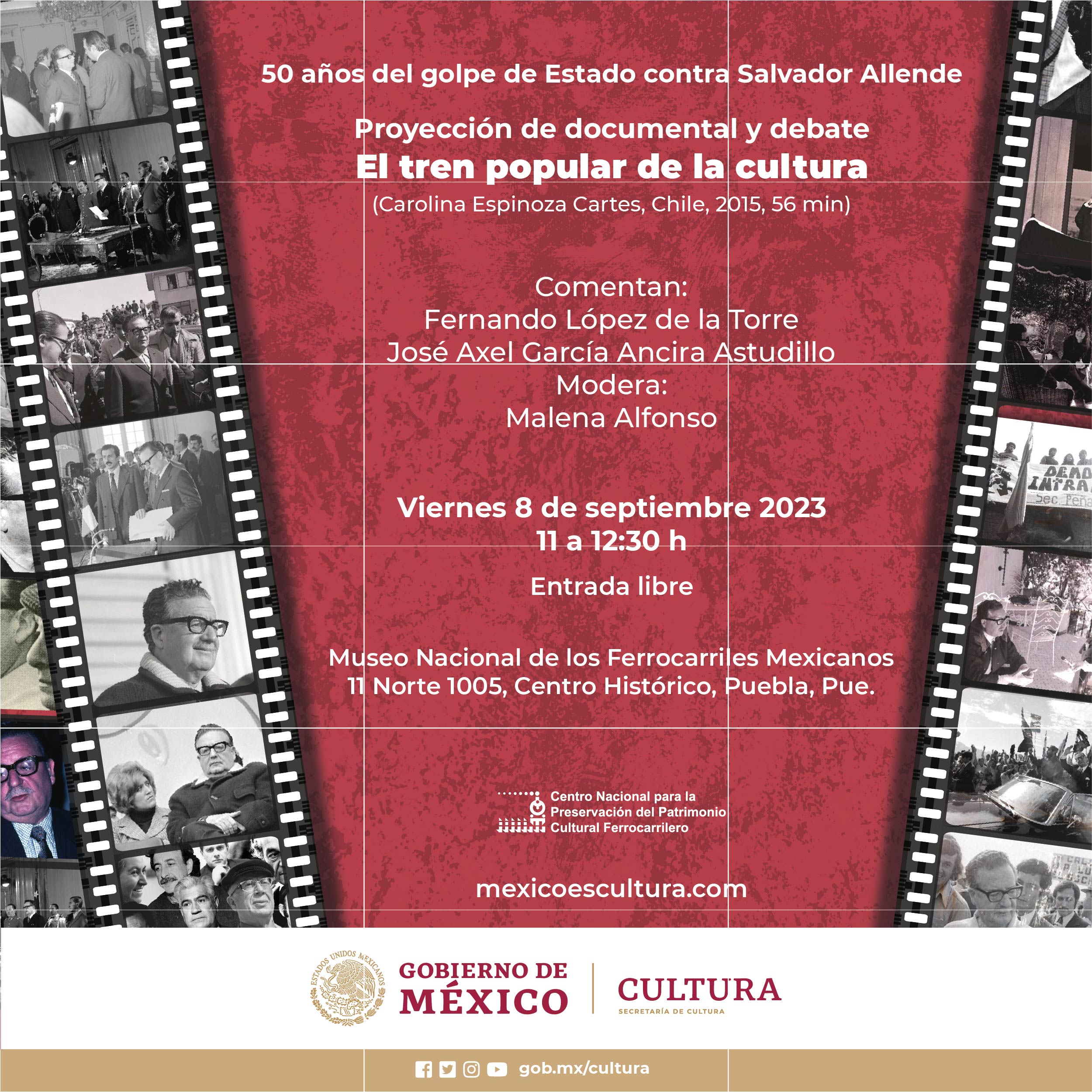 Con la proyección del documental El tren popular de la cultura, se reflexionará sobre los 50 años del golpe de Estado en Chile