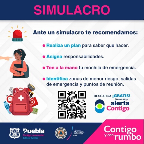 Ayuntamiento de Puebla se suma al primer simulacro estatal 2023