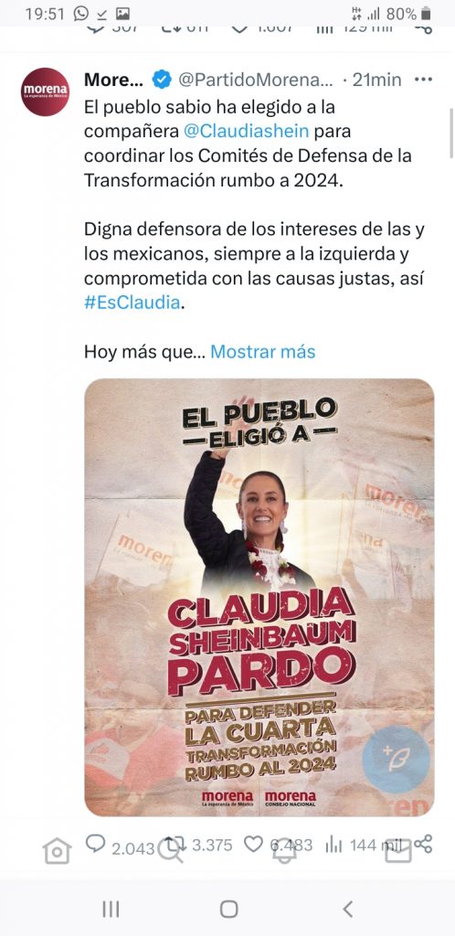 Consumatum est: Claudia Sheinbaum es candidata presidencial de Morena