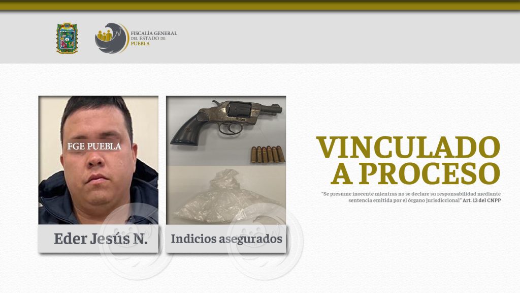 Vinculado a proceso detenido en Huauchinango por posesión de droga y arma de fuego