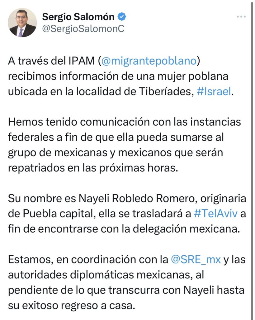 Una poblana en Israel; buscan sea repatriada a México