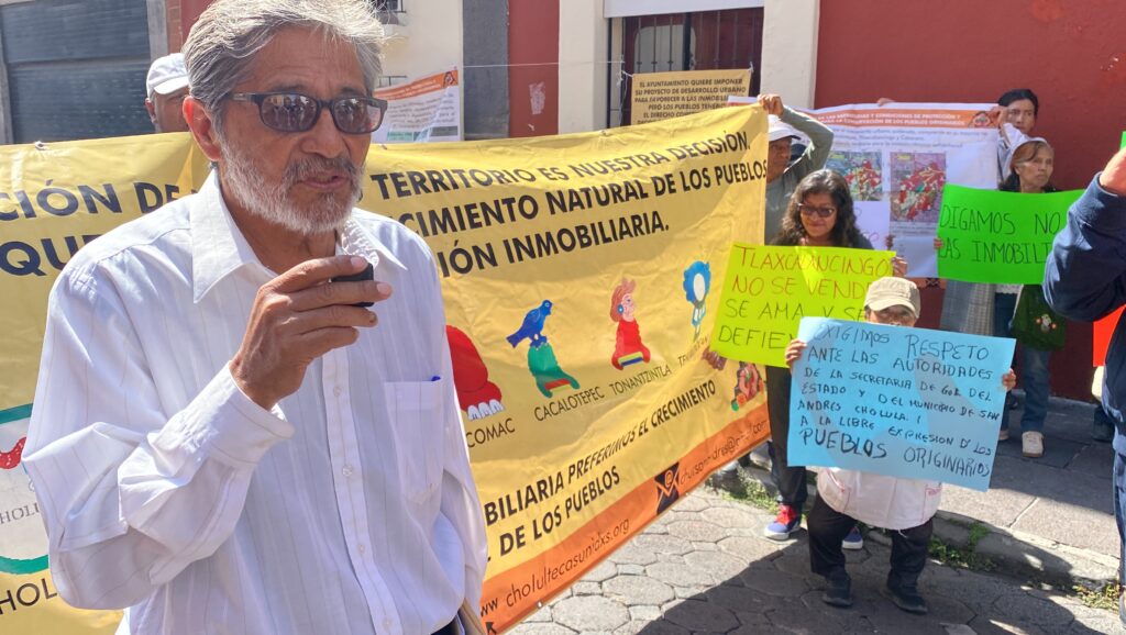 Habitantes de los pueblos originarios de San Andrés Cholula acusan a Mundo Tlatehui de favorecer a inmobiliarias