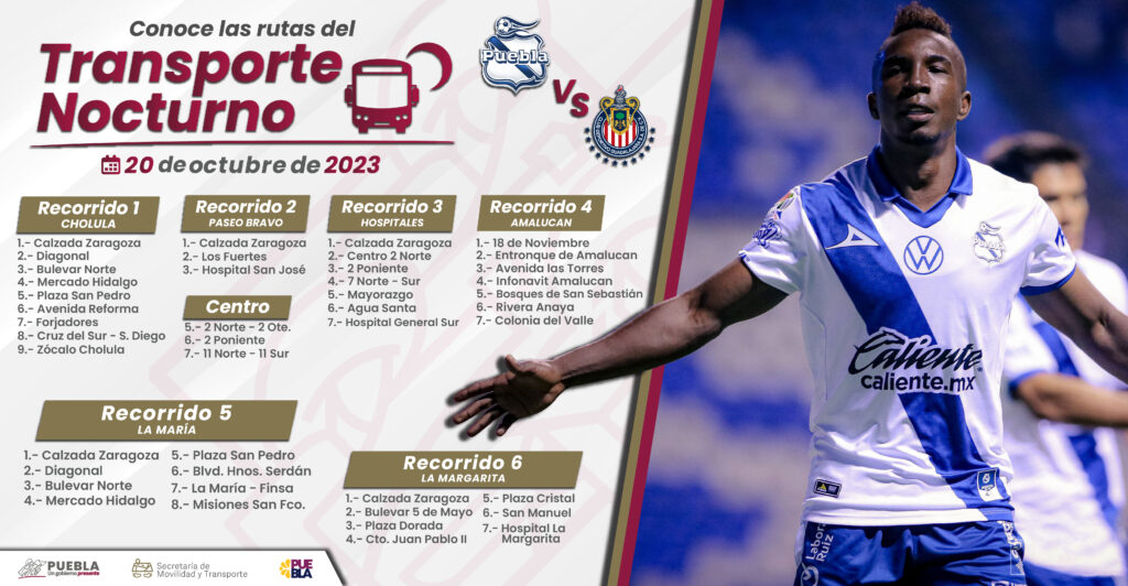 SMT habilitará el servicio de transporte nocturno para el partido Puebla vs Chivas