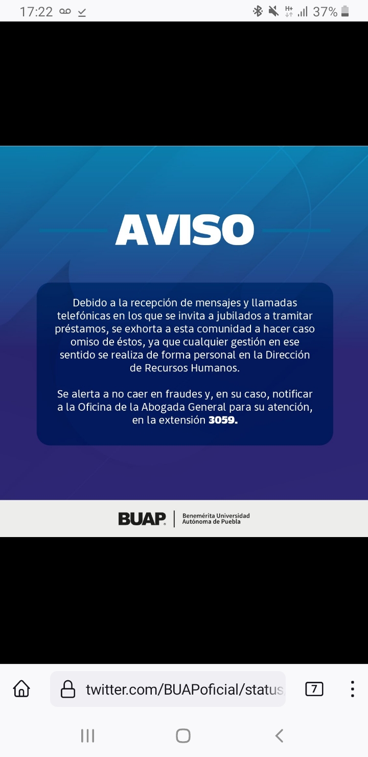 Fotonota: BUAP advierte a sus jubilados de presunto intento de fraude