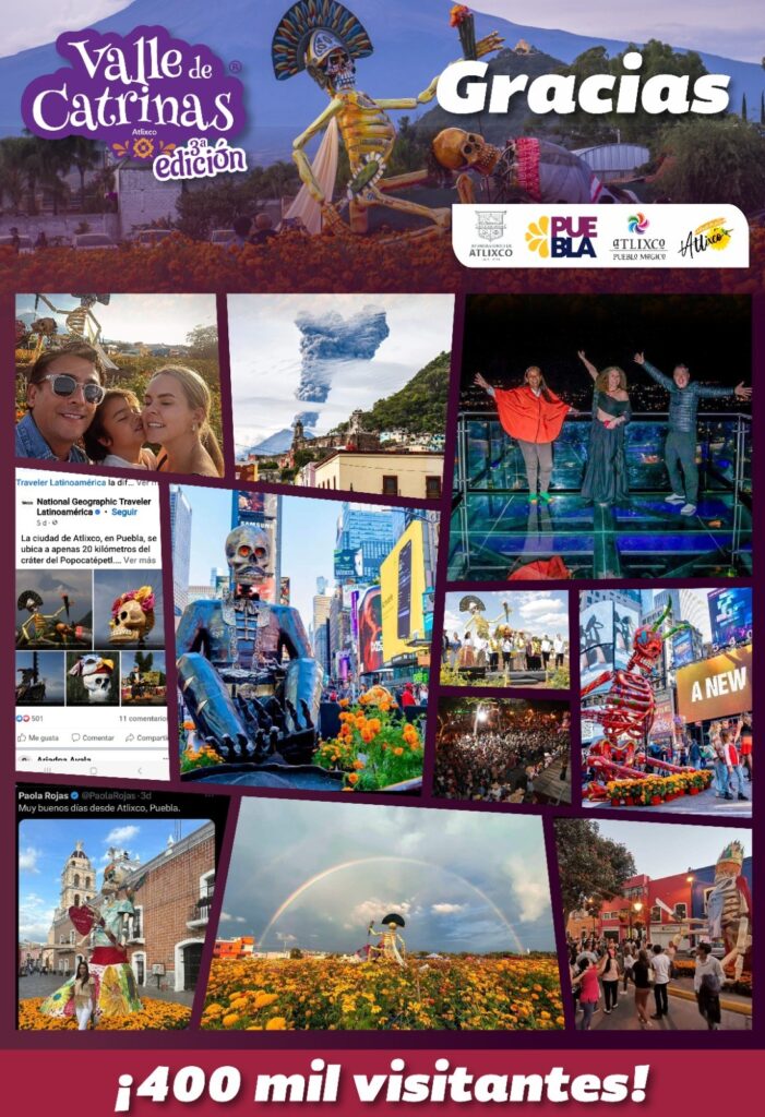 Desde Atlixco: Más de 400 mil personas acudieron al Valle de Catrinas