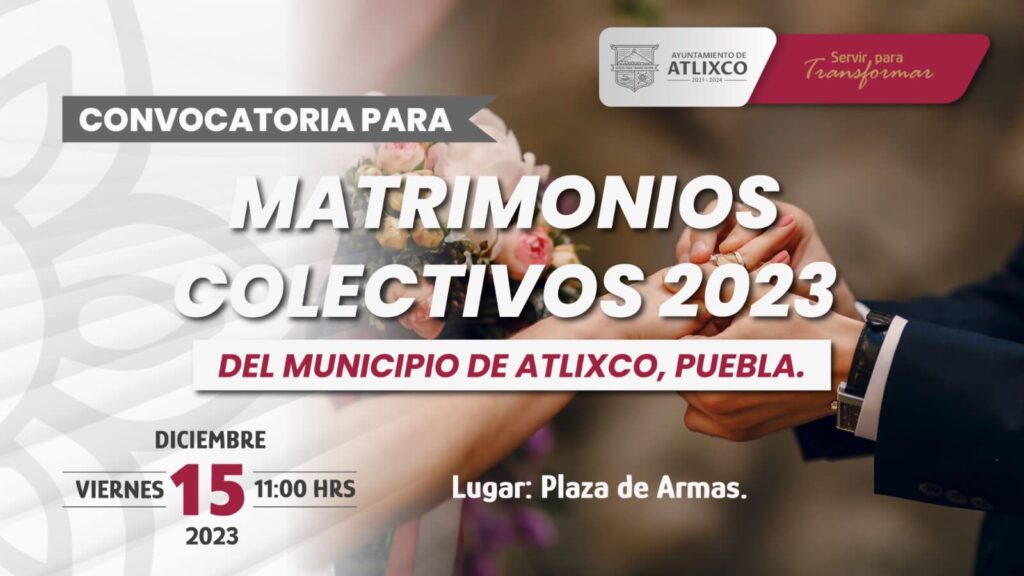 ¡Habrá matrimonio colectivo en Atlixco!