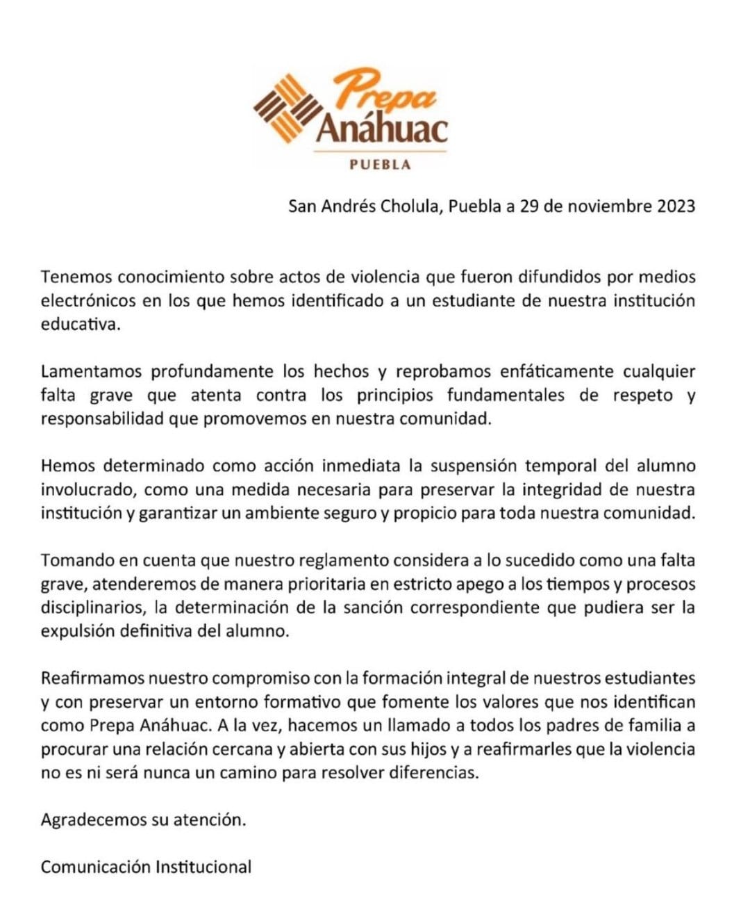 Universidad Anáhuac suspende de manera temporal a alumno que golpeó a guardia de seguridad