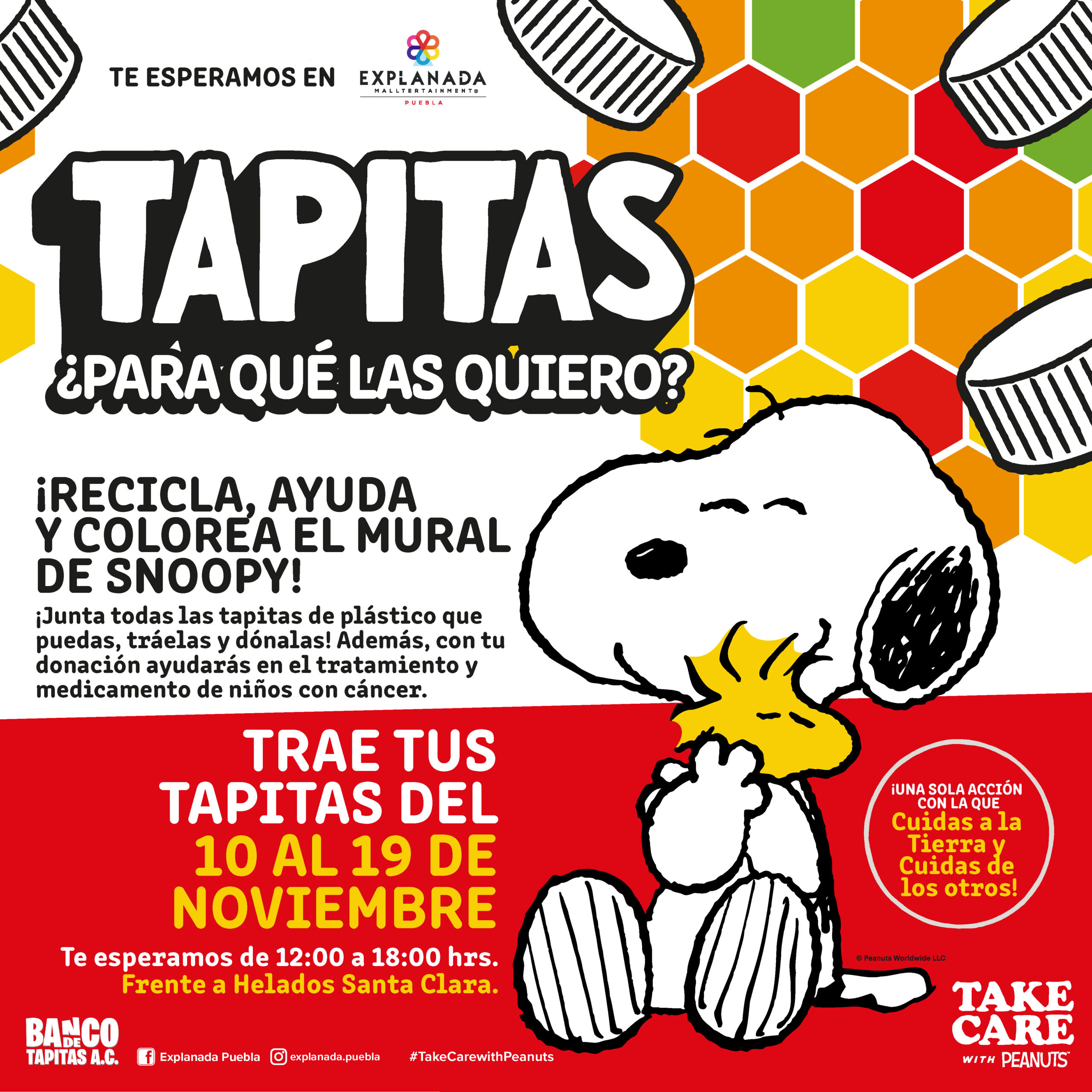 Snoopy inicia su segunda temporada de “Tapitas para qué las quiero”, en beneficio de los niños con cáncer en Cholula, Puebla