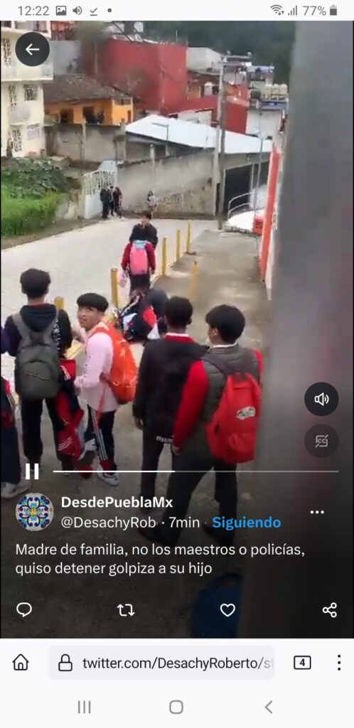 Video desde Puebla: Madre de familia detiene golpiza que un muchacho daba a su hijo en Zacapoaxtla