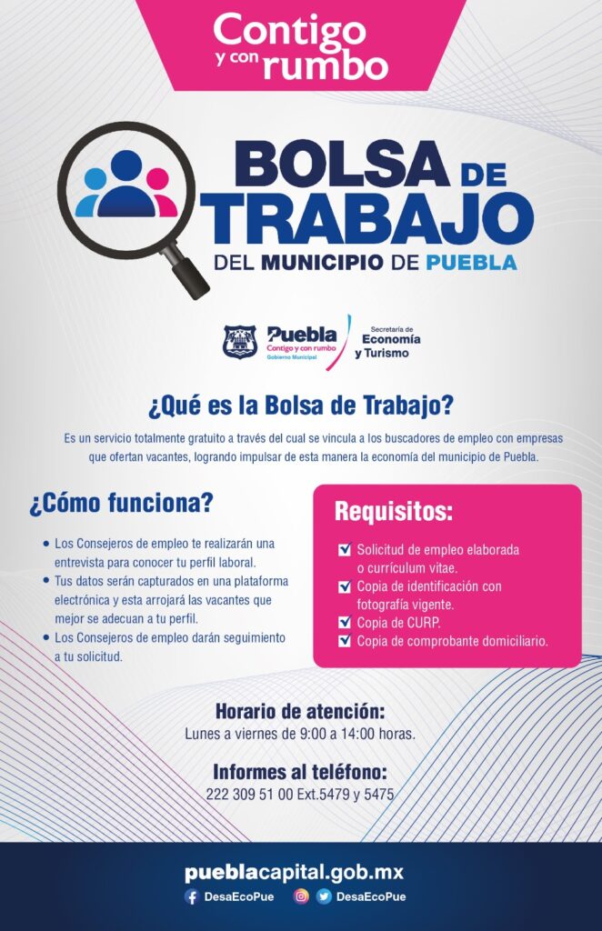 Se mantiene activa la bolsa de trabajo en el municipio de Puebla