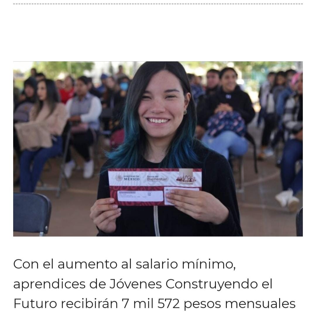 Jóvenes Construyendo el Futuro en 2024 recibirán 7 mil 572 pesos por el aumento salarial