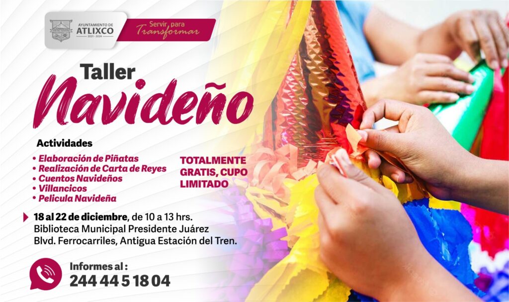 Biblioteca de Atlixco invita al taller navideño