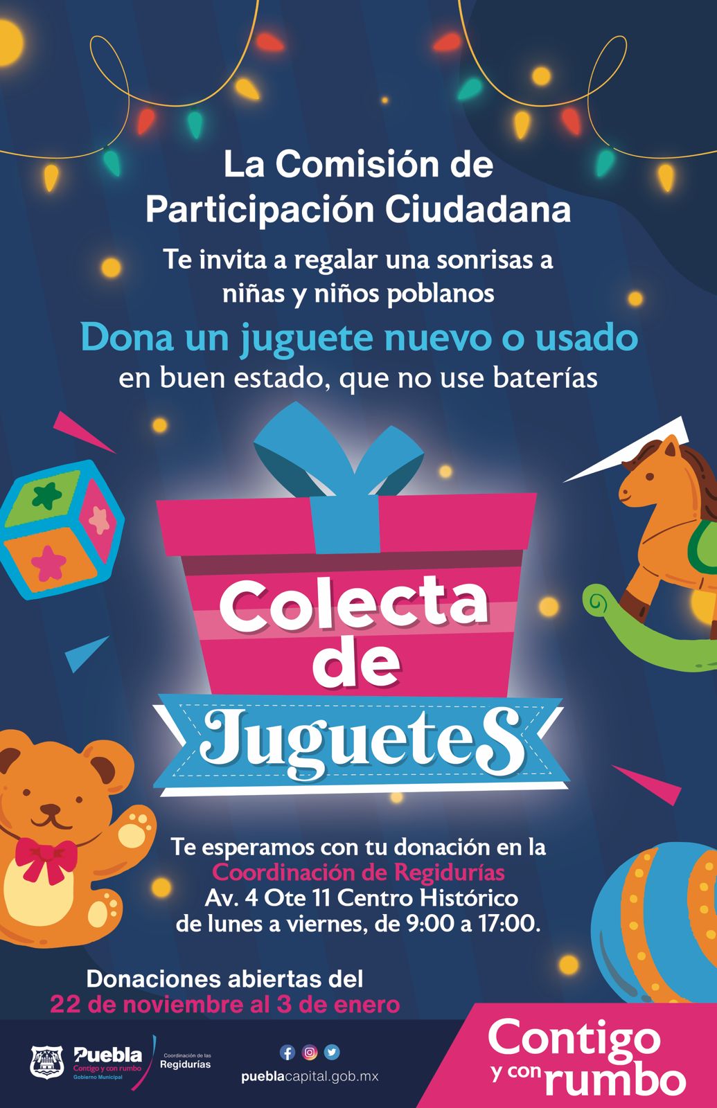 Regidores de Puebla invitan a donar juguetes para ayudar a los reyes magos