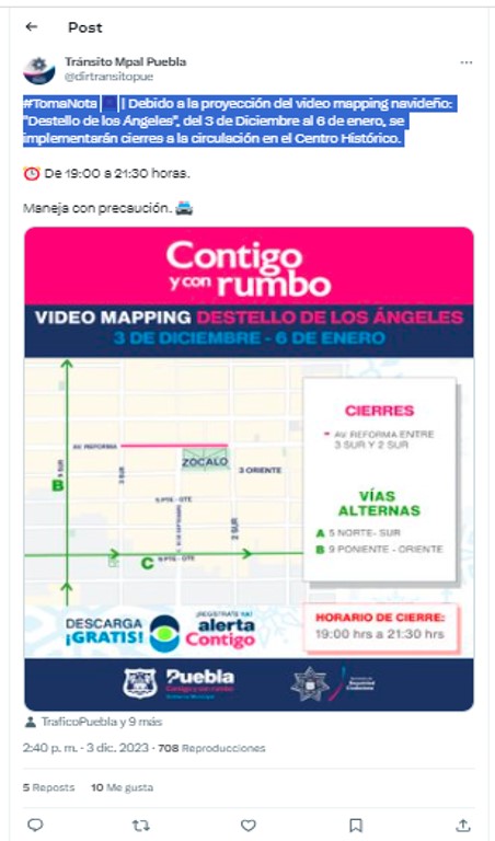 Nuevo video mapping en Puebla capital