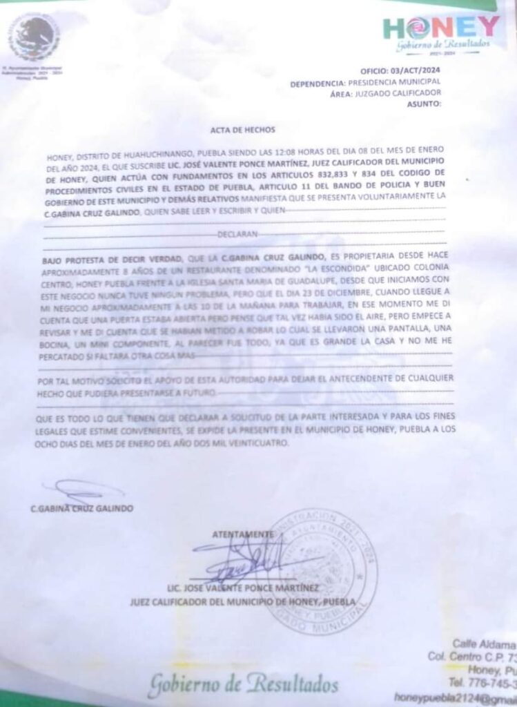 Acusan que grupo delictivo se ha apoderado del municipio Honey, en la Sierra Norte