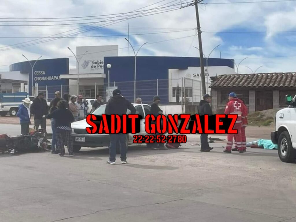 Muere motociclista al impactarse contra un tsuru en Chignahuapan
