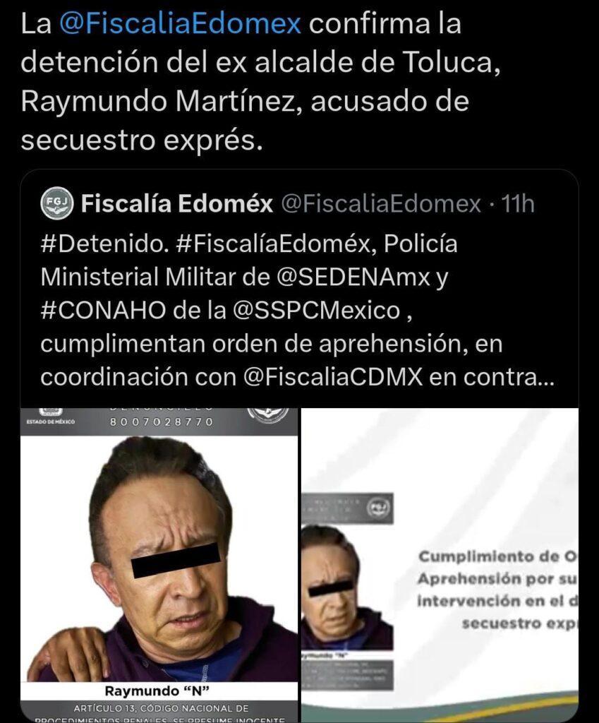 FGJEM reporta detención del ex alcalde de Toluca, Raymundo Carbajal