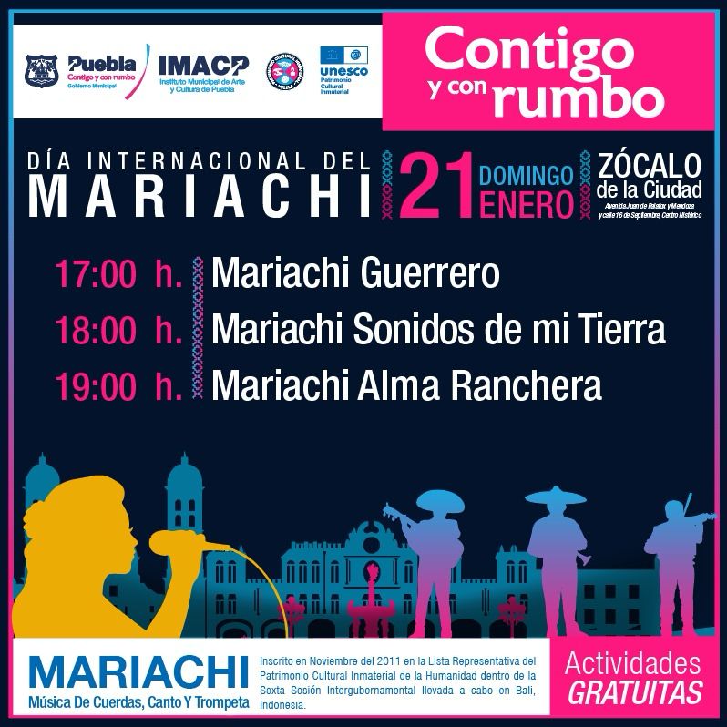 Mariachi, oferta artística y cultural principal del fin de semana en Puebla capital