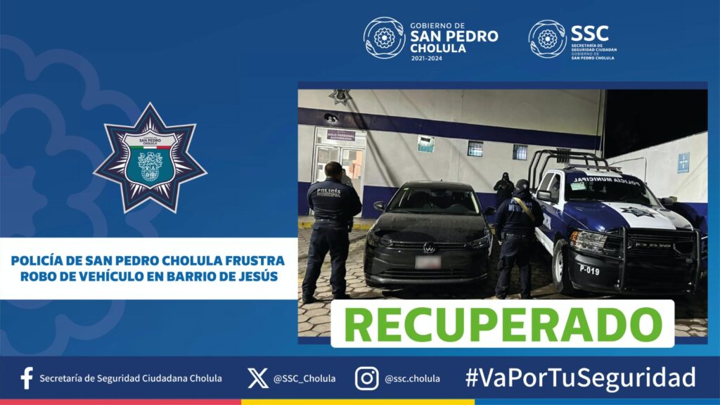 Impiden robo de auto en San Pedro Cholula