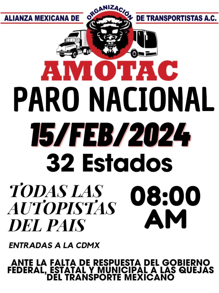 Transportistas convocan a paro nacional 