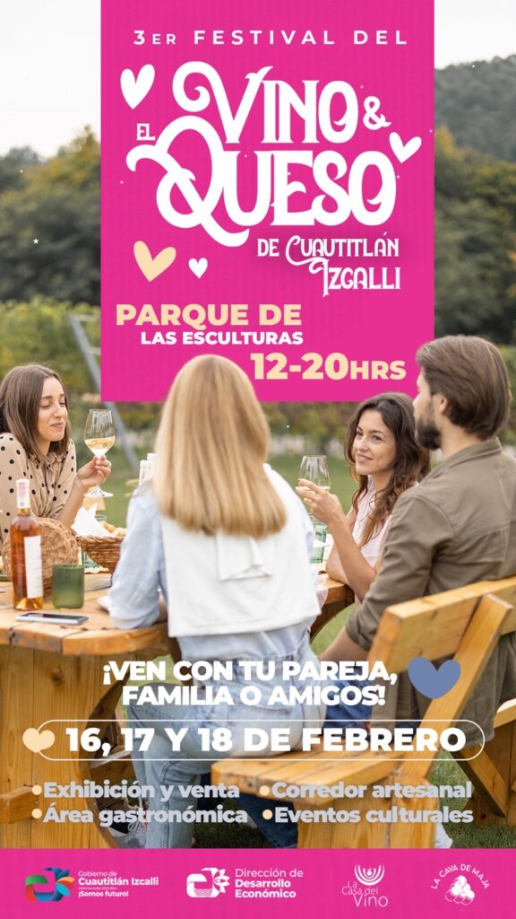 Todo listo para el 3er. Festival del Vino y el Queso, del 16 al 18 de Febrero en el Parque de las Esculturas