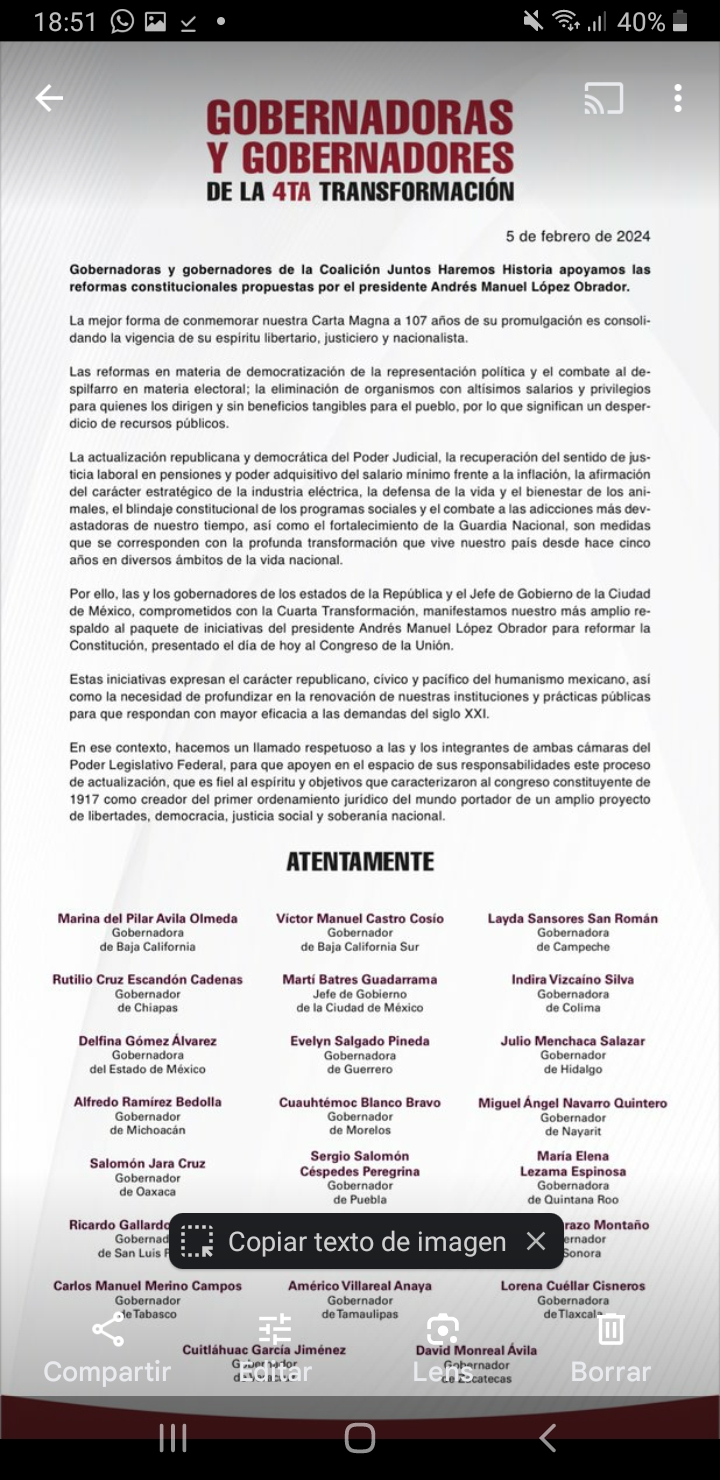 Sergio Salomón avaló paquete de reformas constitucionales de AMLO