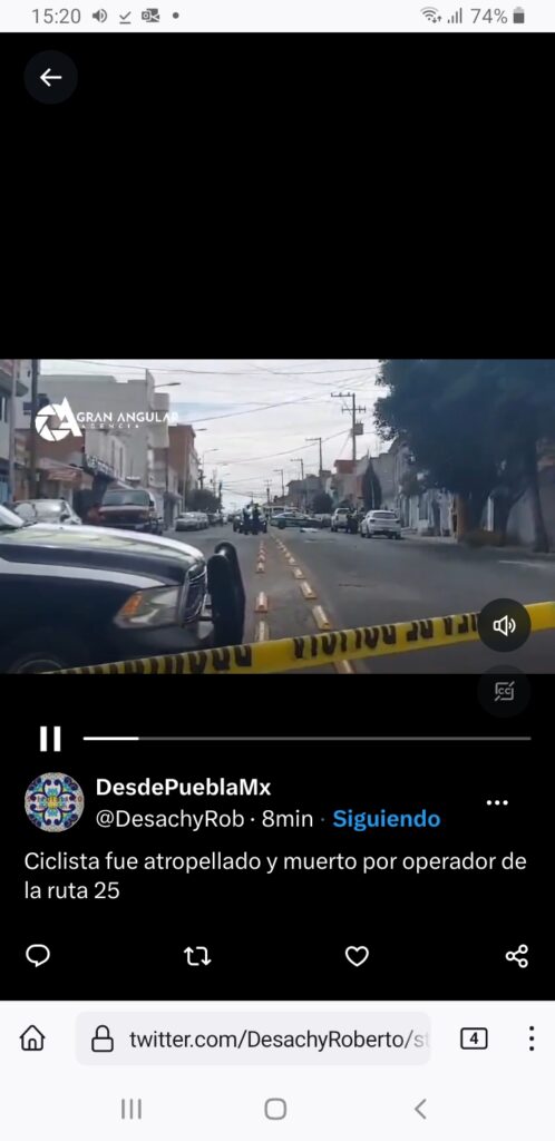 Video desde Puebla: Ciclista muerto por operador de la ruta 25